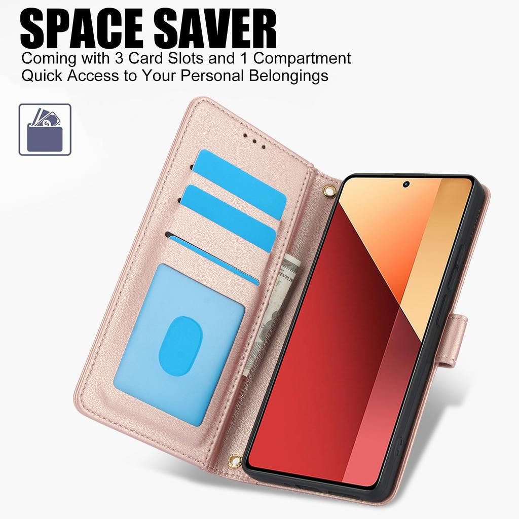 SY-003 For Xiaomi Redmi Note 13 5G/Note 13 5G (China) Case PU Leather Stand View Phone Wallet Cover with Hand Strap
