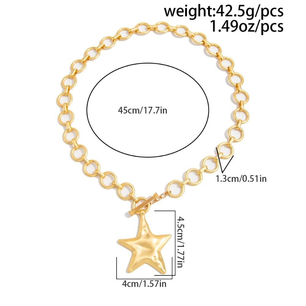 OT Buckle Pentagram Pendant Necklace Five-pointed Star Clavicle Chain Chunky Chain Necklace  Women