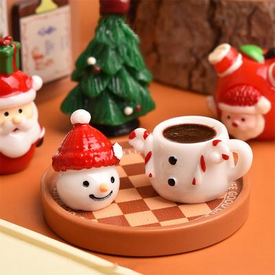 2/5Set Mini Snowman Teacup Decoration Miniature Christmas Cup Scene Landscape Resin Dollhouse Accessories Christmas Crafts Gifts
