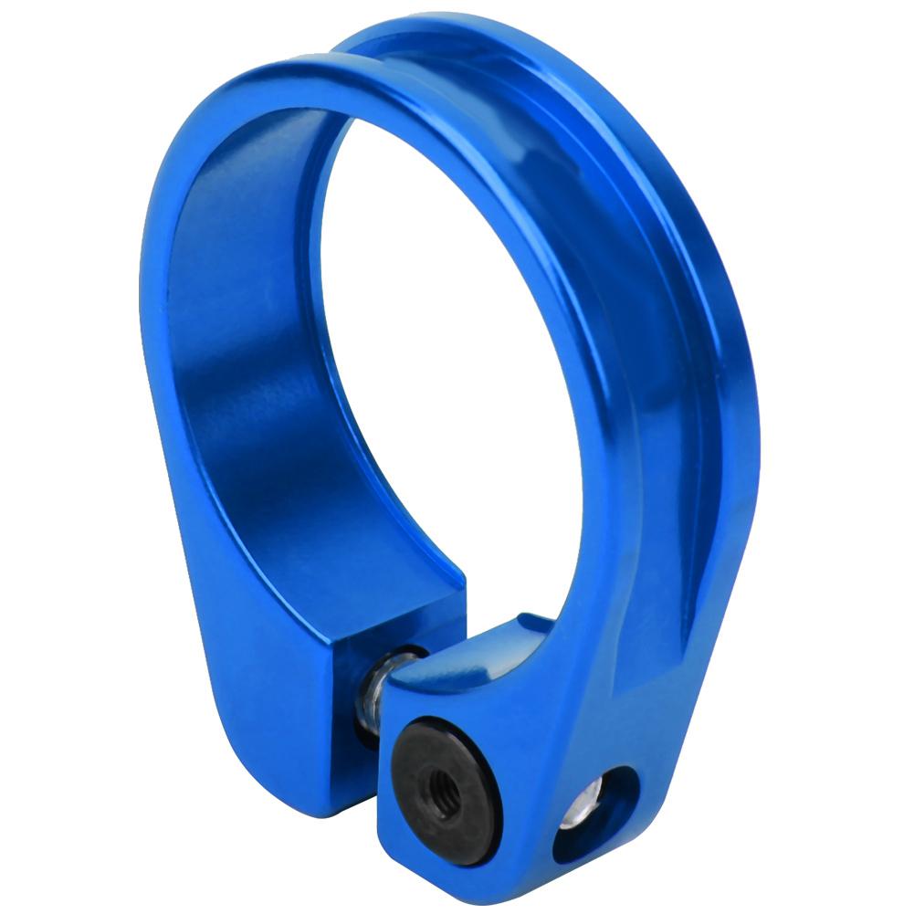 31.8 34.9mm Aluminum Alloy Ultralight Bike Seat Tube Lock Clip Bicycle Seatpost Clamp(Blue 31.8mm )