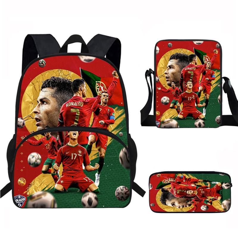 Set Zaino Scolastico CR7 per Bambini Tessuto Oxford Borsa a Doppio Scomparto con Tasca Frontale Astuccio Tracolla Ergonomico Dorsale