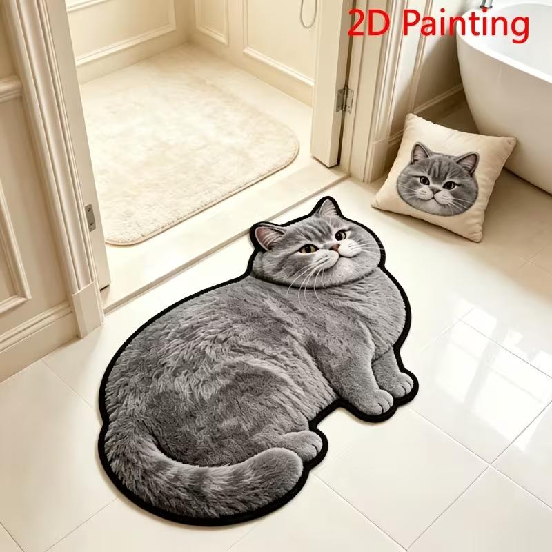 British Shorthair Cat Rug Suitable for Bedroom, Chubby British Shorthair, Hand Washable Suitable For, Room Decor, Gift for Cat Lovers