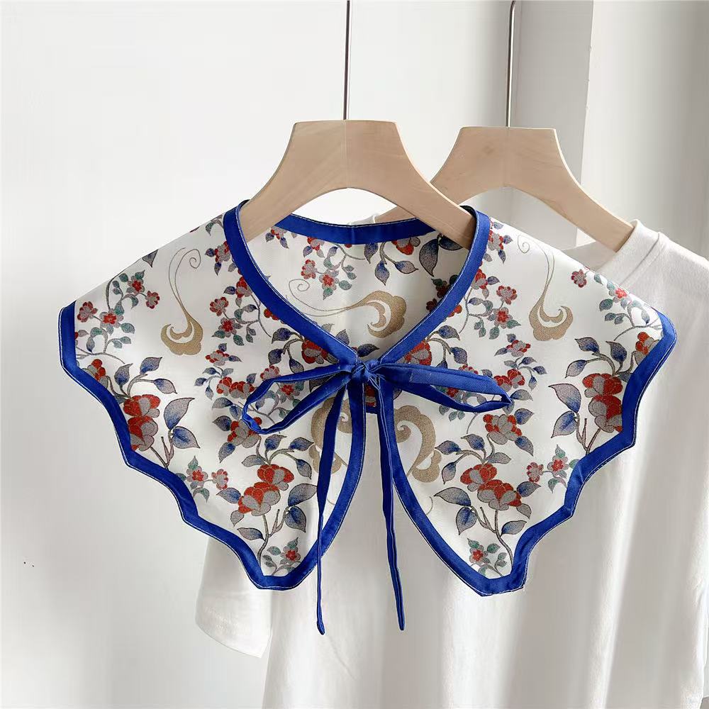 Versatile Printed Fake Collar Convenient Detachable Collar Shawl with Shoulder Straps Vintage Lace Ladies False Blouse Collar