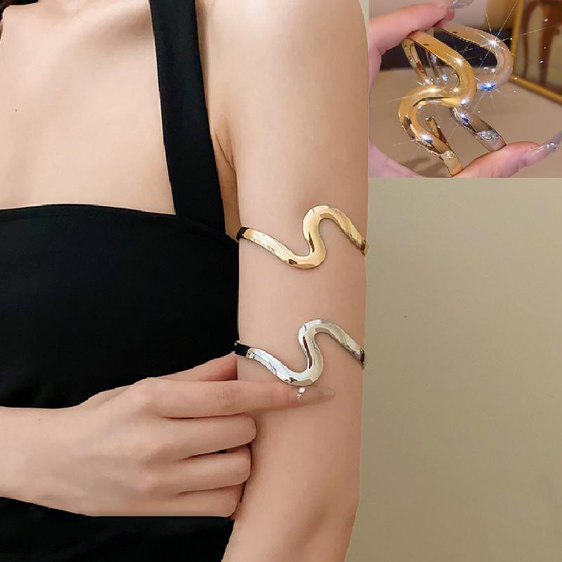 Personality Trendy Metal Irregular S-shaped Wavy Shape Open Bracelet Wrist Bracelet Bangle For Women Party Jewelry