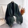 Fashion Solid Cashmere Warm Scarf for Women New Design Pashmina Winter Double Color Shawl Wraps Bufanda Tassel Blanket Poncho