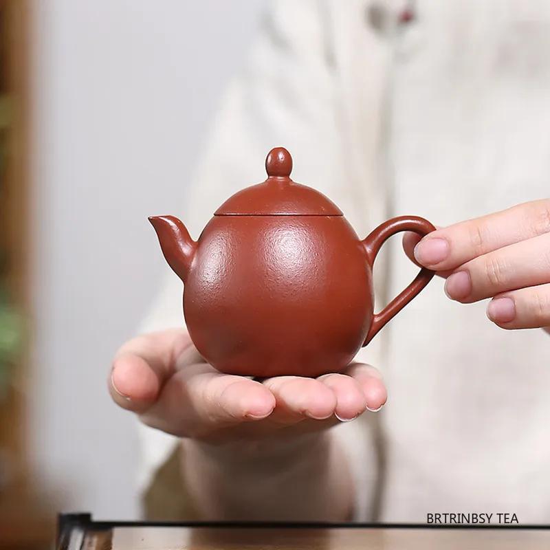 Chinese Tradition Yixing Purple Clay Teapot Handmade Dragon Egg Tea Pot Raw Ore Zhu Mud Kettle Household Zisha Tea Set 90ml