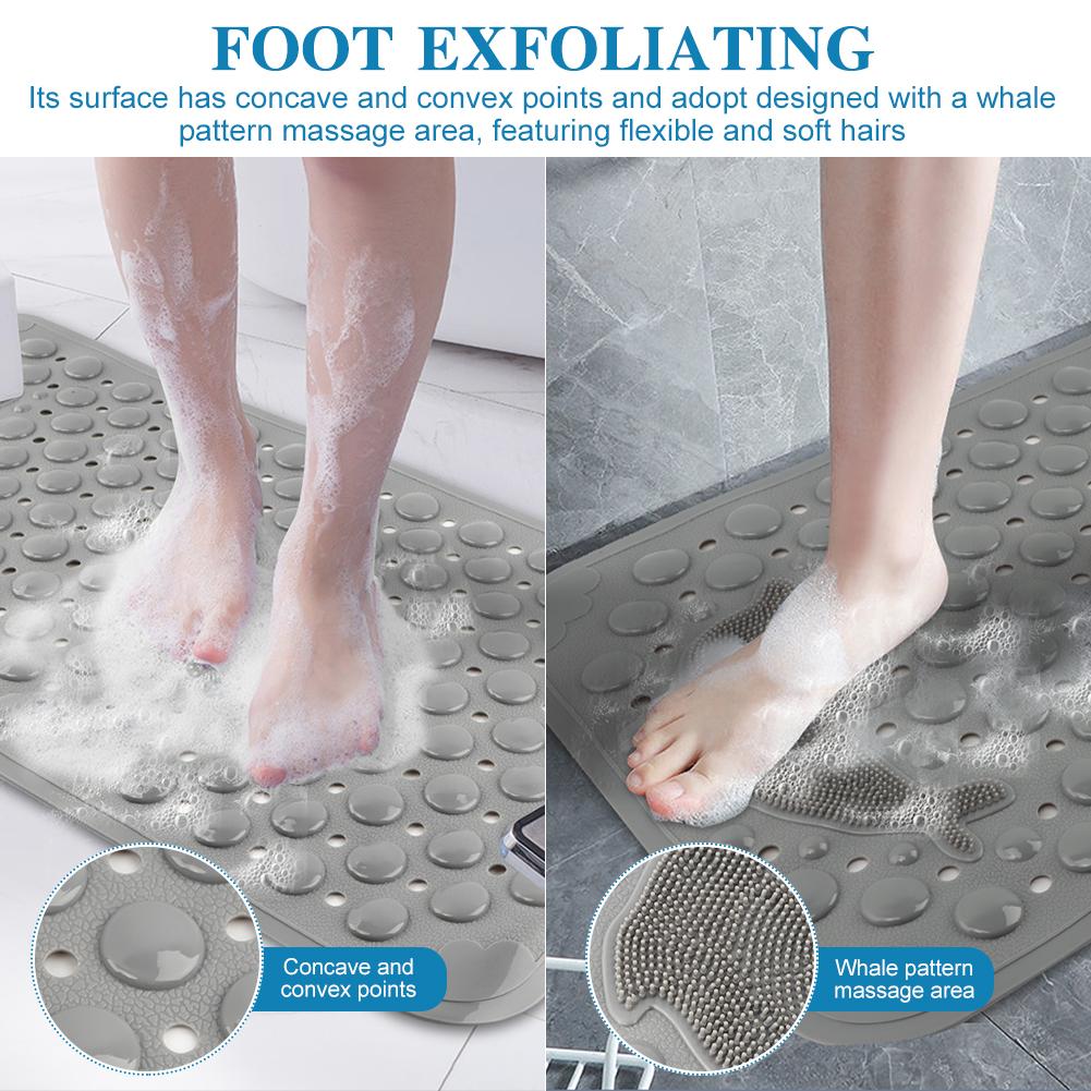 Bath Mat Easy Clean PVC Non Slip Soft Suction Cup Home Foot Massage For Tub