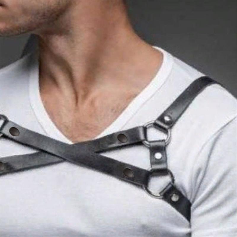 Sexy Punk Chest Harness Belt, Sex Restrain Chest Bandage Adjustable Chest Belt with Buckle Rings for Nightclub Cosplay