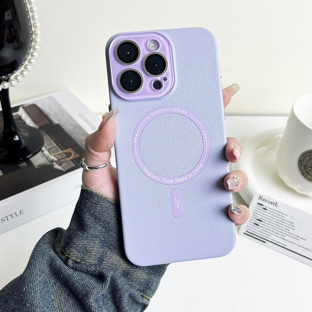 Plain Leather Phone Case for Apple iPhone 15 Promax- Soft Silicone Crystal Frame Lens Phone Cover for Apple iPhone 15/14/13/12/11/Plus/Pro/Promax