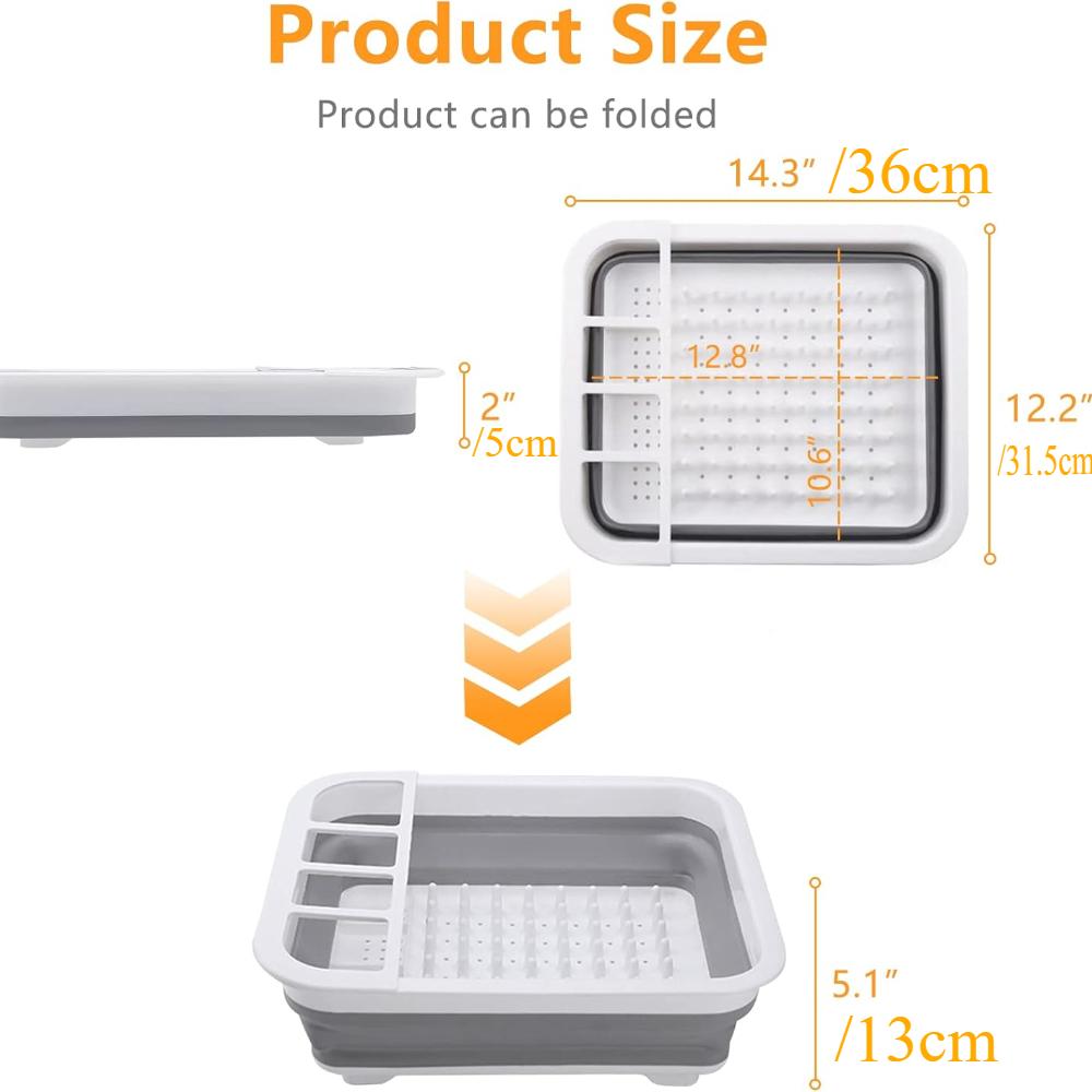 Collapsible Dish Rack for Drying Dishes - Space-Saving and Foldable Design with Versatile Removable Components - Dinnerware Storage Organizer