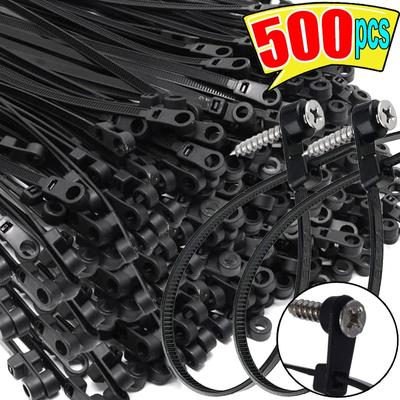 Screw Hole Cable Ties Self Locking Nylon Cable Ties Cord Ties Straps Fastening Loop Reusable Fixed Cables Tie Office Organizer