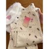 American High Street Bear Floral Jeans Women's New Cartoon Straight Loose Draping Floor-Mopping Wide Legs