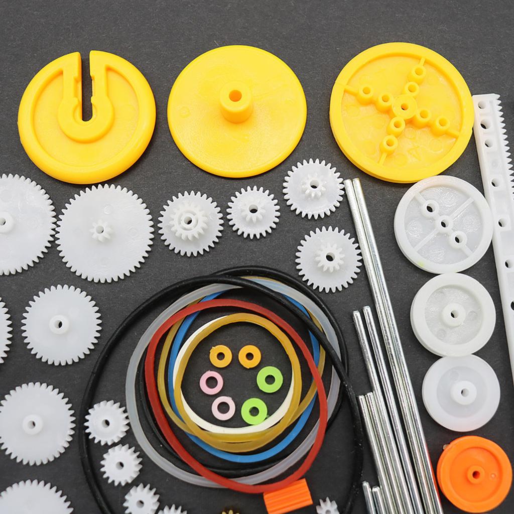 82Pcs Plastic Gear Package Kits DIY Gear Assortment Accessories for Toy Motor Car Robot Various Gear Axles Belt Bushings