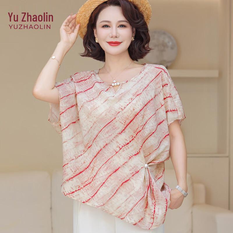 Yuzhaolin Women s Striped Short Sleeve Summer Top XL