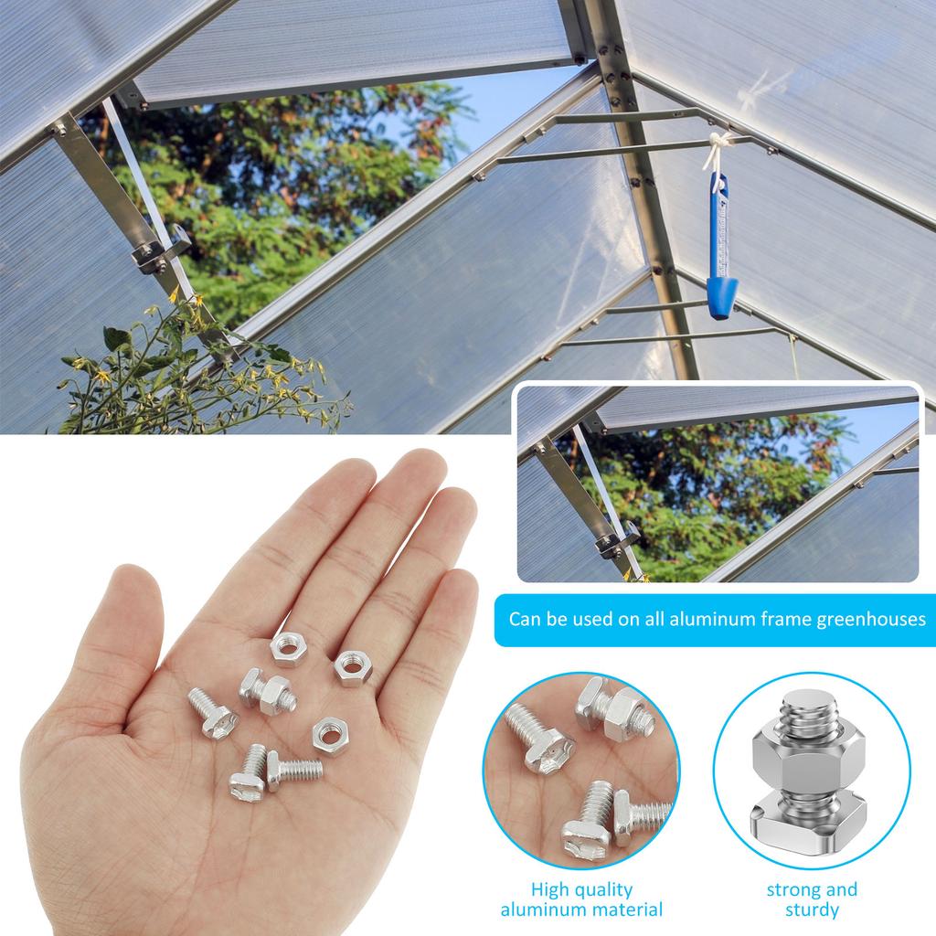 50/100 Stück Gewächshaus-Reparaturset Aluminiumschrauben und Muttern Werkzeug Praktisches Gewächshaus-Muttern-Schrauben-Set Durchgangslochschrauben für Zuhause