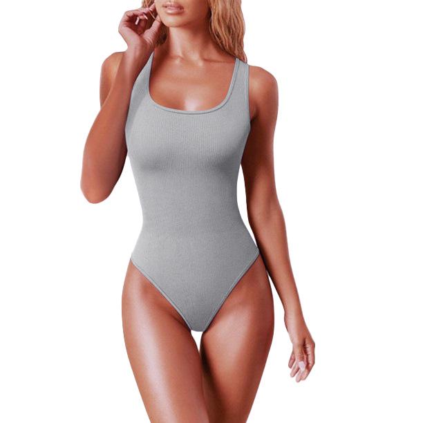 Women's Solid Color U-Neck Sleeveless Tank Top Bodysuit
