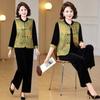 2026 New Chinese Style Spring Suit: Gold Velvet Vest & Pants Set for Middle-Aged/Elderly Women, Stylish National Style for Spring/Autumn.