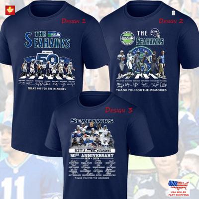 Seattle Seahawks 50ste Verjaardag 2025 T-shirt Fan Handtekeningen Bedankt Unisex T-shirt