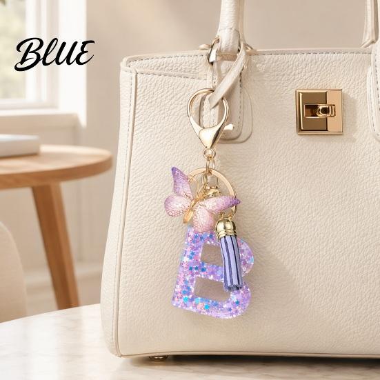 Comfortable To Carry Keychain Purple Series Pendant Sequins Star Initial Letter Charm Key