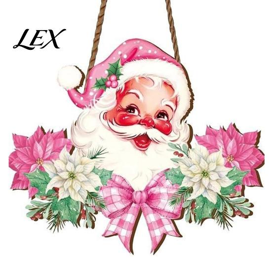 Santa Claus Decor Christmas Wooden Hanging Sign, 2D Snowman Welcome Door Plaque, Xmas Wall Farmhouse Art Ornament, Holiday for Front Porch, Entryway,