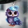 2d Charming Acrylic Owl Hanging Ornament Cute Cartoon Car Interior Decoration