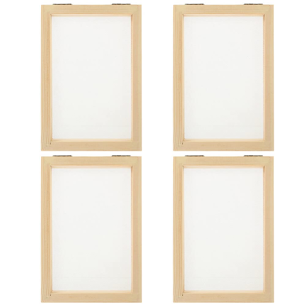 Operitacx Cadru Mic de Lemn pentru Serigrafie cu Serigrafie Lemn și Cadru Plasă 4 Piese, Ecran, Matriță,