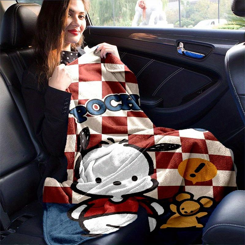 1pc. Cute Pochacco Checkered Pattern Blanket - Perfect for Home, Office, Outdoor Use, Gift Idea, Suitable for Al