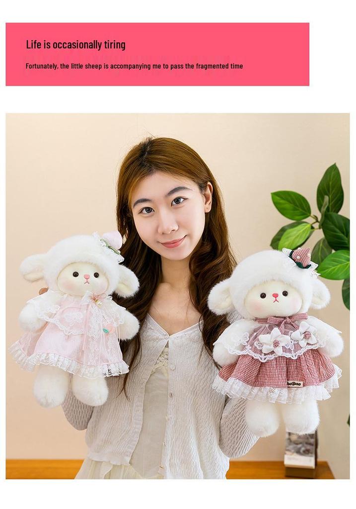 Cute Lolita Lamb Plush Toy - Soothing Woolen Doll for Children's Birthday Gift