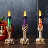 1-3PCS LED Skull Hand Candle Light Battery Operated Flame Effect HalloweenGothic Decoration for Haunted HouseTable Hanging Decor
