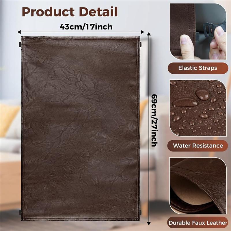 Elastic Strap Headrest Cover Faux Leather For Recliner Chair Headrest Protector Brown