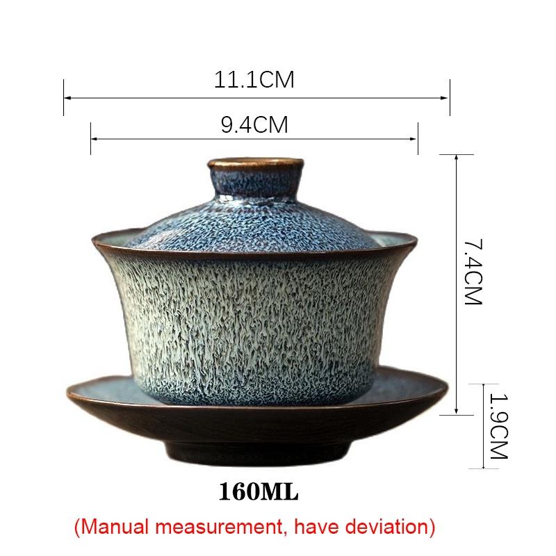 160ml Ceramic Gaiwan Kiln Change Handheld Tea Bowl Japanese Style Sancai Gaiwan