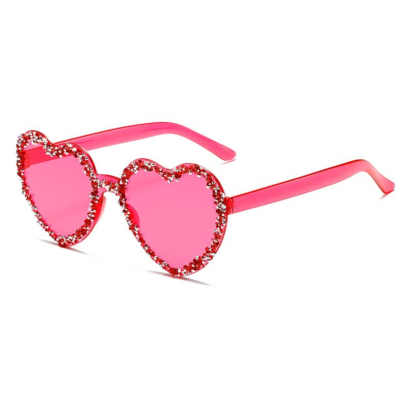KAMMPT Rimless Heart Shaped Sunglasses with Rhinestones Women New Fashion Beach Vacation Shades Trendy Handmade Rave Sun Glasses