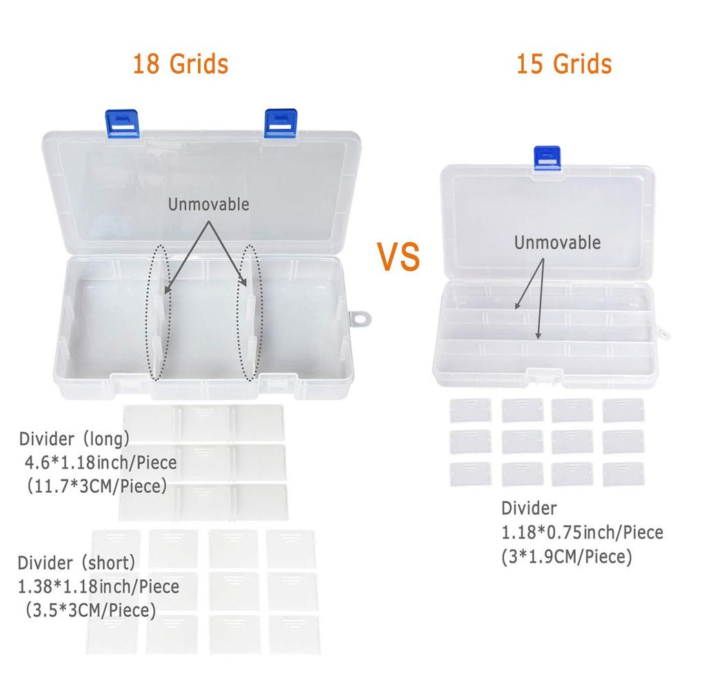 DUOFIRE Accessory Small Item Storage Transparent Sturdy Parts Fishing Beads Small Miscellaneous Container Set of Lid Storage, Case, Box, Organizer,