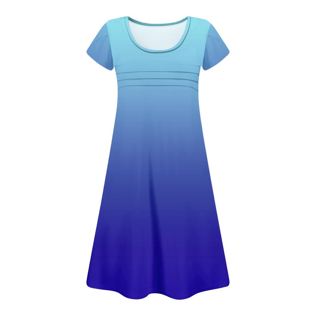 Robes d'été décontractées à rayures fines et plissées pour femmes, couleur unie