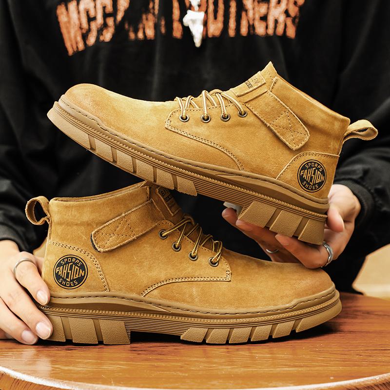 Fashion Genuine Leather Mens Biker Boots Man Non-Slip Retro Men's High Top Shoes British Style Botas Warm Plush Fur Winter Ankle Boots