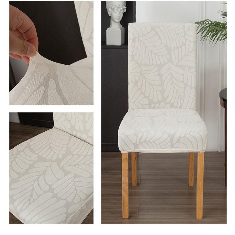 Lanya Leaf Jacquard Four Seasons Stuhlbezug All Inclusive Home Integrierte Rückenlehne Esszimmerstuhlbezug Elastischer Stuhlbezug
