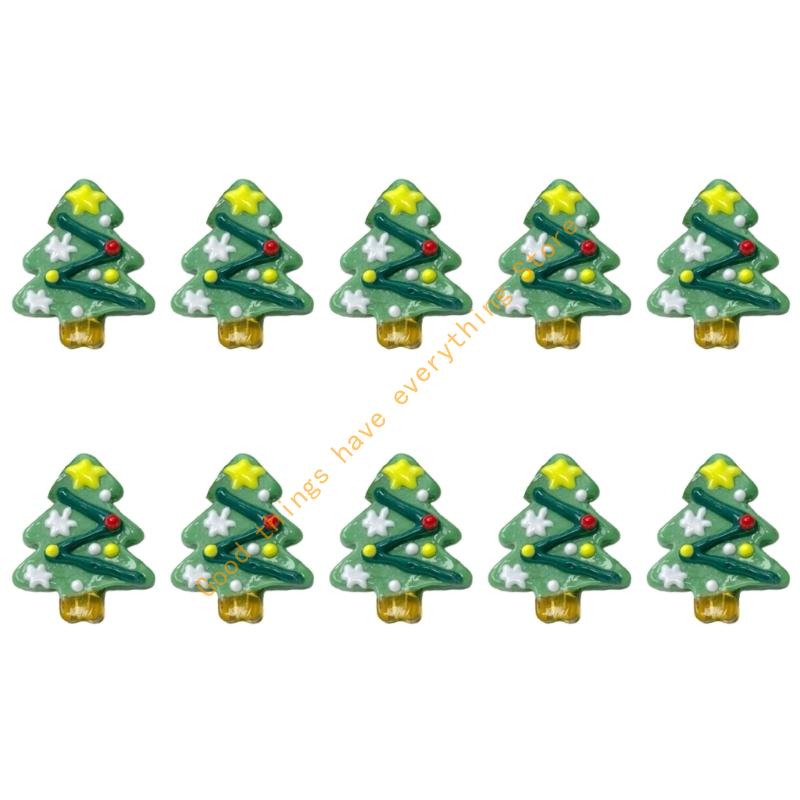 10Pcs Festival Tree Beads Hand Painted Glass Beads For Christmas Tree Decoration Bracelets Jewelry Accessories 55KF