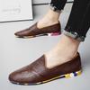 Fashion Mens Genuine Leather Shoes Elegant Slip-On Shoe Vintage Casual Shoes Men Classic Lightweight Male Loafers Driving Flats