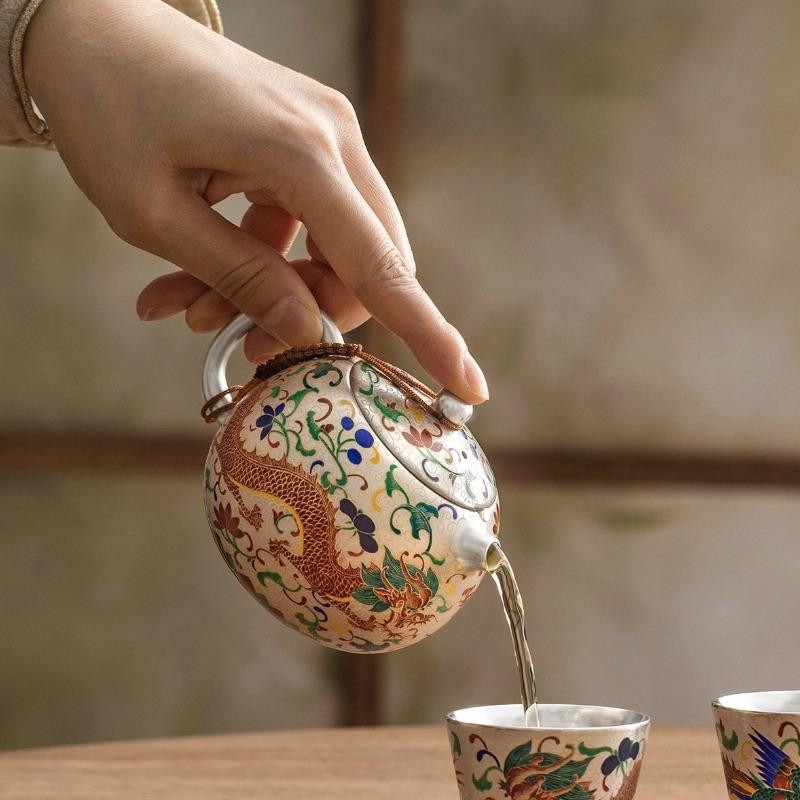 Liu Yin Longfeng Xishi Teapot Household Tea Single Pot Gift Elder Teacher Kung Fu Tea Set Teapot High-end