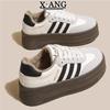 Leather children's versatile thick-soled heightening little white shoes spring new soft-soled casual sports board shoes