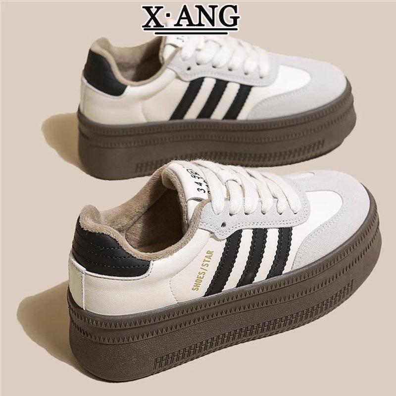 Leather children's versatile thick-soled heightening little white shoes spring new soft-soled casual sports board shoes