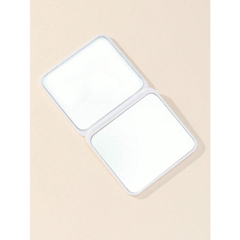 Minimalist Portable White Square Folding Mirror,Makeup Tools Gifts For Women