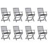 Folding Outdoor Chairs Set of 8 and Cushions Acacia Wood
