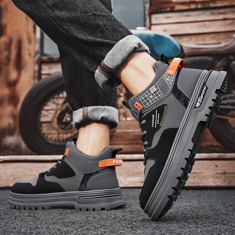 Neue Herren Klassische Herbst- und Wintermode High-Top Dicke Sohle Skateboard-Schuhe Bequeme Weiche Sohle Basketball Sneaker