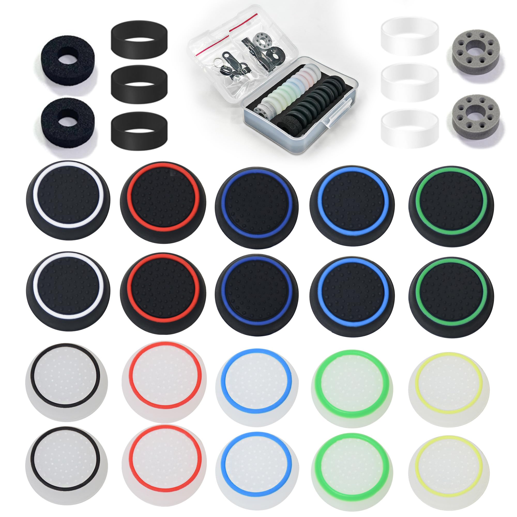 

Compatible with Xbox Compatible Switch Pro Controller Stick Cover Controller Stick Protection Ring Assist Ring with Storage 30 Pieces ZHI-NYLLDJS