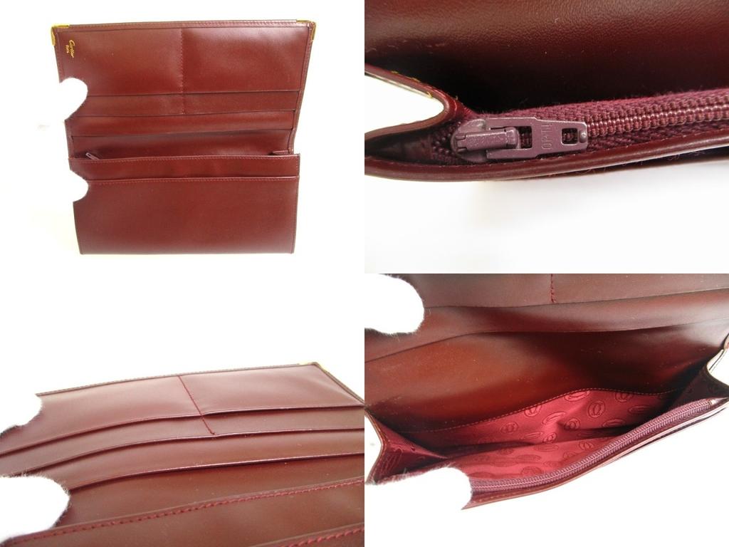 Authentic Cartier Must de Cartier Bordeaux Leather Bifold Long Wallet #a852  Refurbished