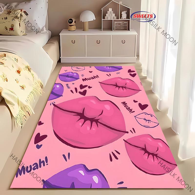 Personalized Sexy Lips Printed Carpet New Release! Rugged for Living Rooms Bedrooms, Office Areas, Durable Machine Washable Mat