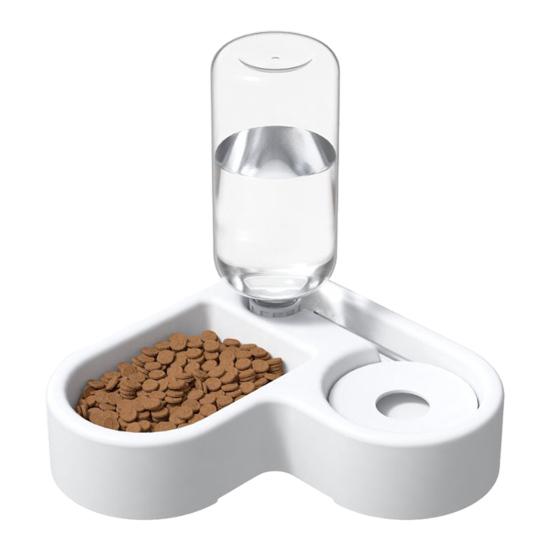 

Автоматическая поилка для домашних животных, миска для еды и воды для собак в угол, в форме сердца, миска для домашних животных для влажного и сухого корма с защитой от брызг для кошек и собак малых и средних пород белый