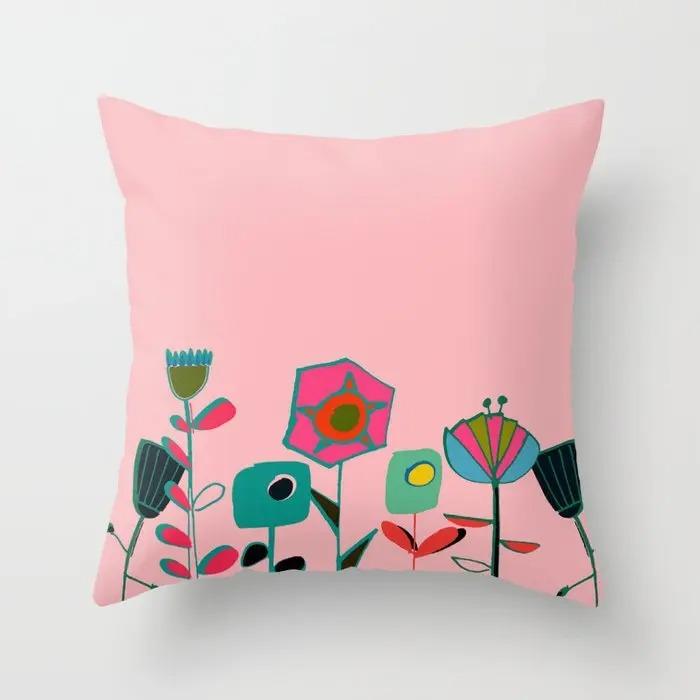 Pink Pattern Pillowcase Office Living Room Home Pillowcase Car Ornaments