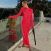 Woman's Long Sleeve Elegant O Neckline Long Dress Fashion Party Date Ladies Long Dresses
